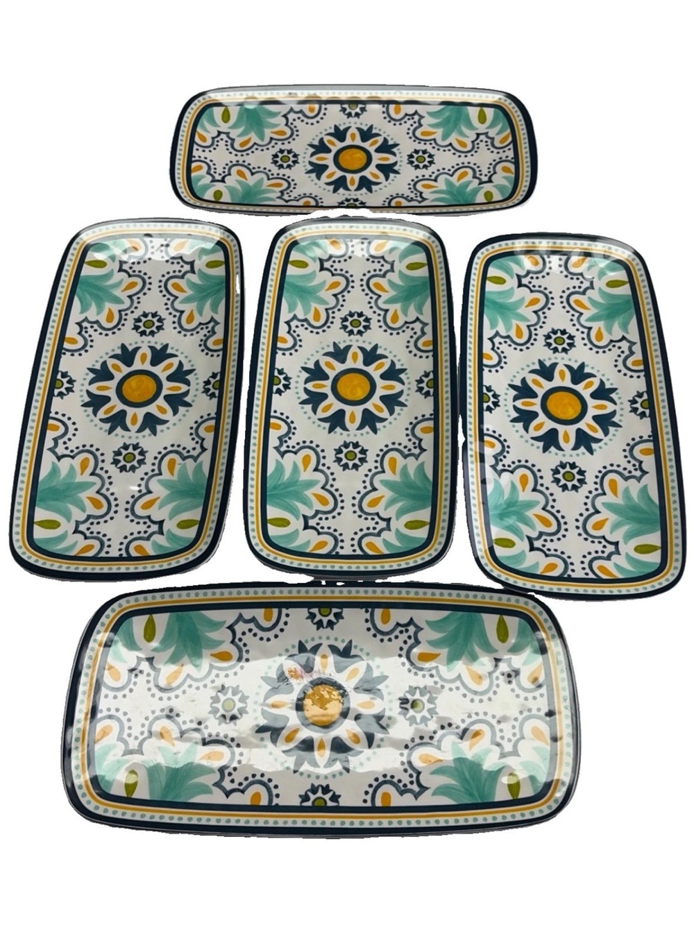 Bobby Flay set of 5 rectangle Spanish Medallion melamine plates